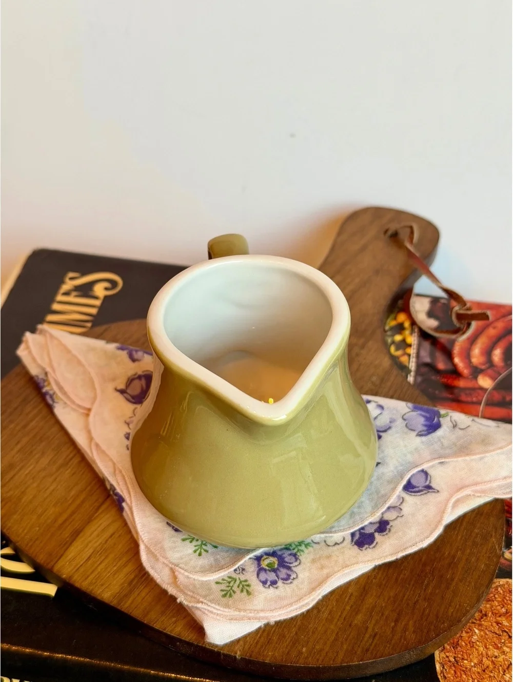 Vintage Homer Laughlin HLC Avocado Green Creamer Restaurant Ware Pitcher